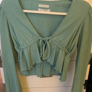 Green Urban Outfitters Tie Up Shirt